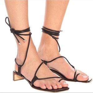 NWT rag & bone Cindy Tie Open Toe Wrap Leather Sandals in Black Size 7/37
